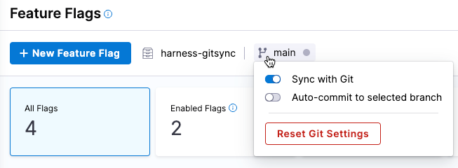 The Sync with Git toggle highlighted