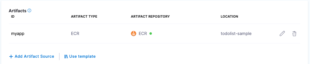ECR artifact source in a service