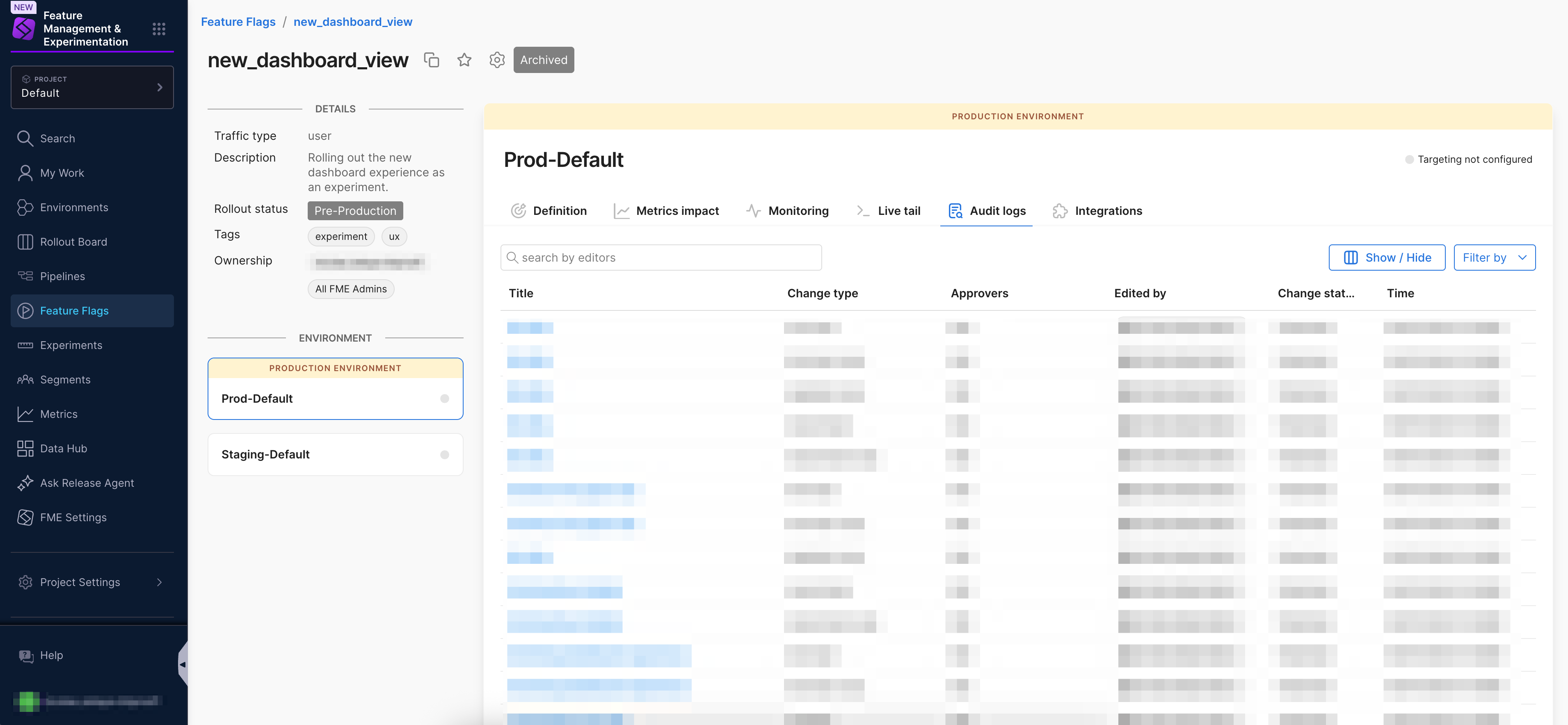 Archived feature flag state