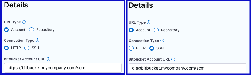 Bitbucket Account URL field with a Bitbucket Data Center HTTPS URL