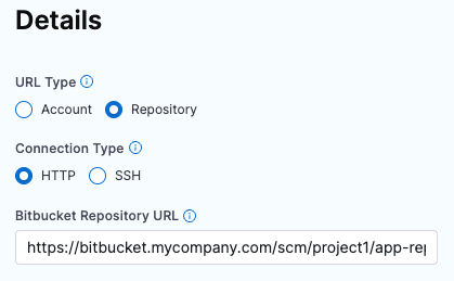 Bitbucket Repository URL field with a Bitbucket Data Center HTTPS URL