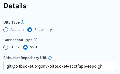 Bitbucket Repository URL field with a Bitbucket Cloud SSH URL