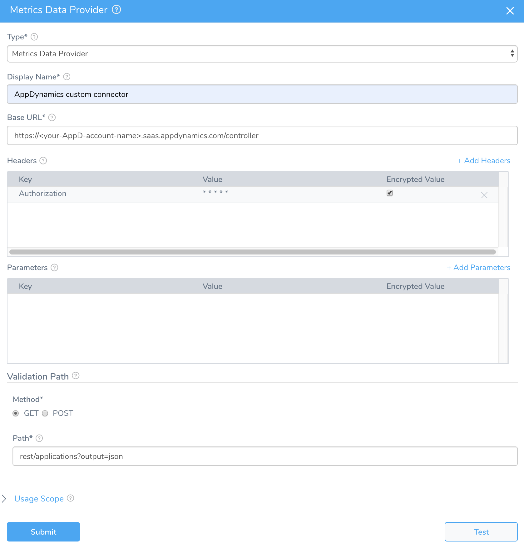 Connect to AppDynamics as a Custom APM Harness Developer Hub