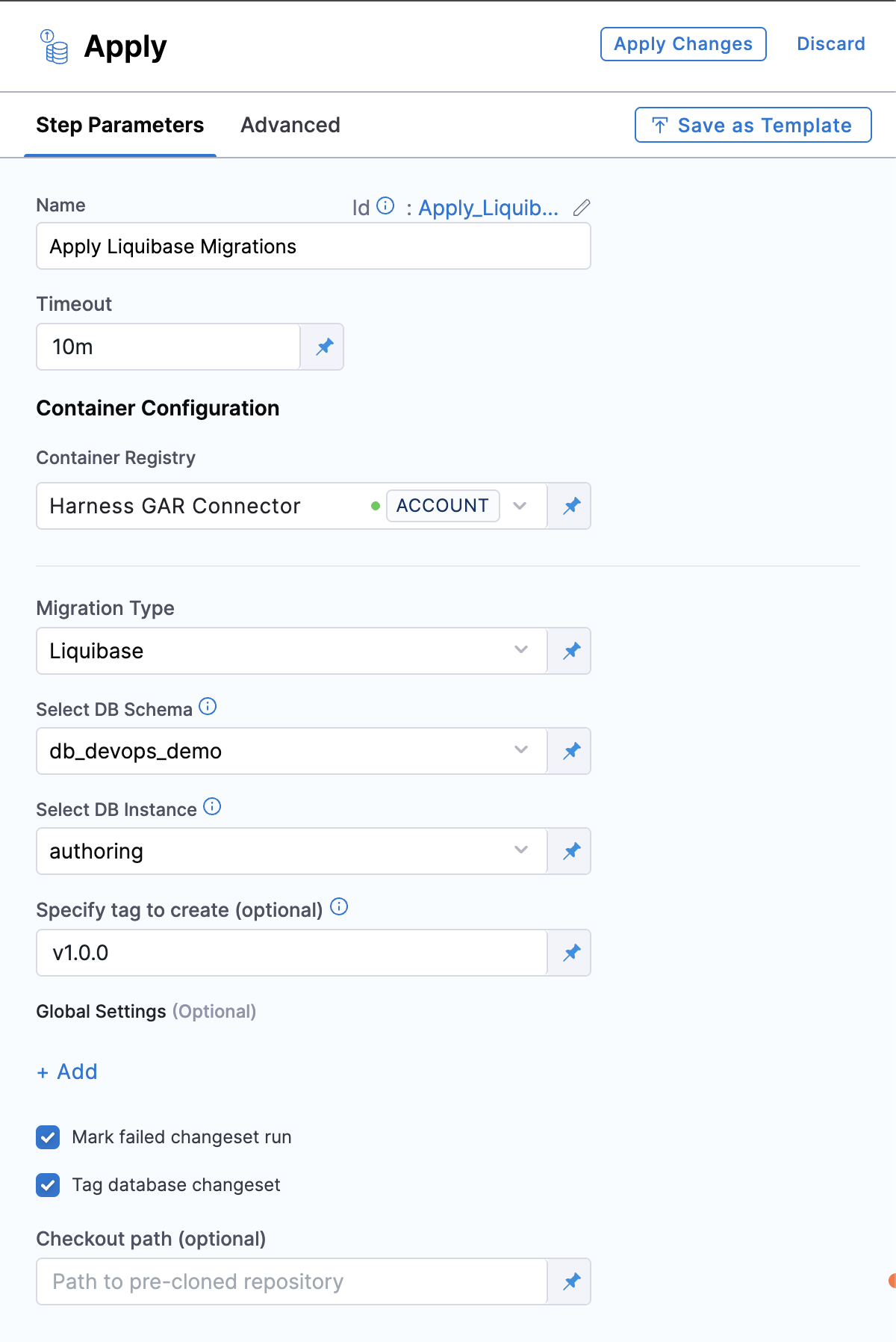 DBDevOps Apply DBSchema Step