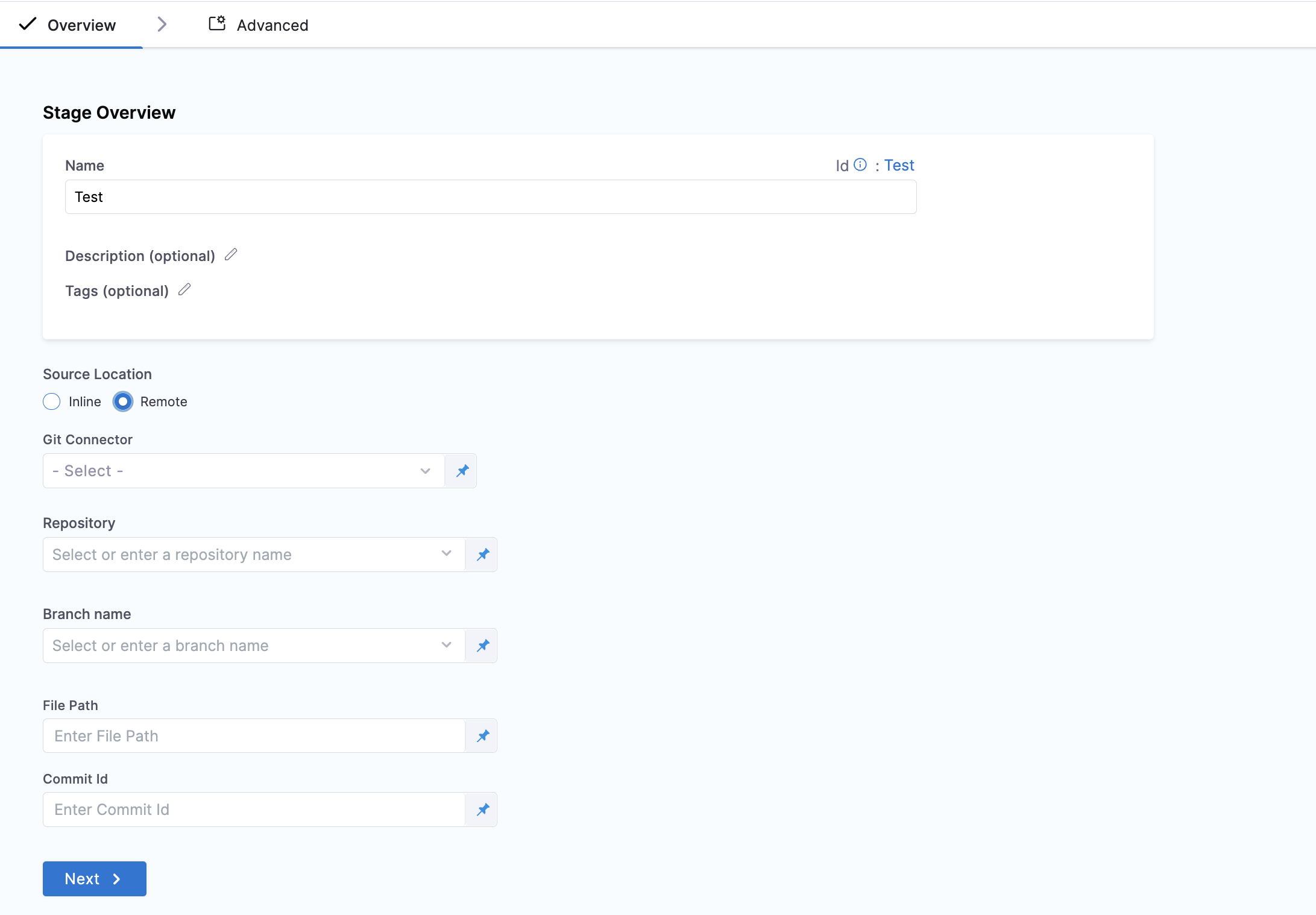 Dynamic Stage configuration with remote git encoded