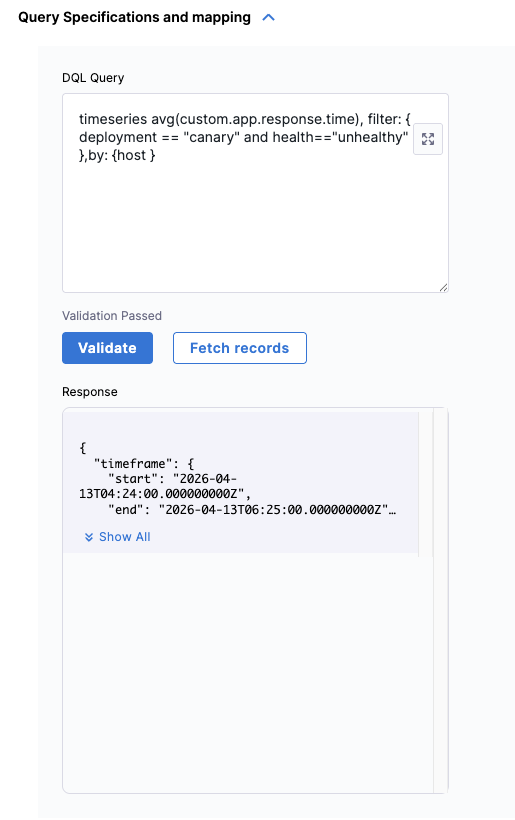 DQL query, validation, and fetch records