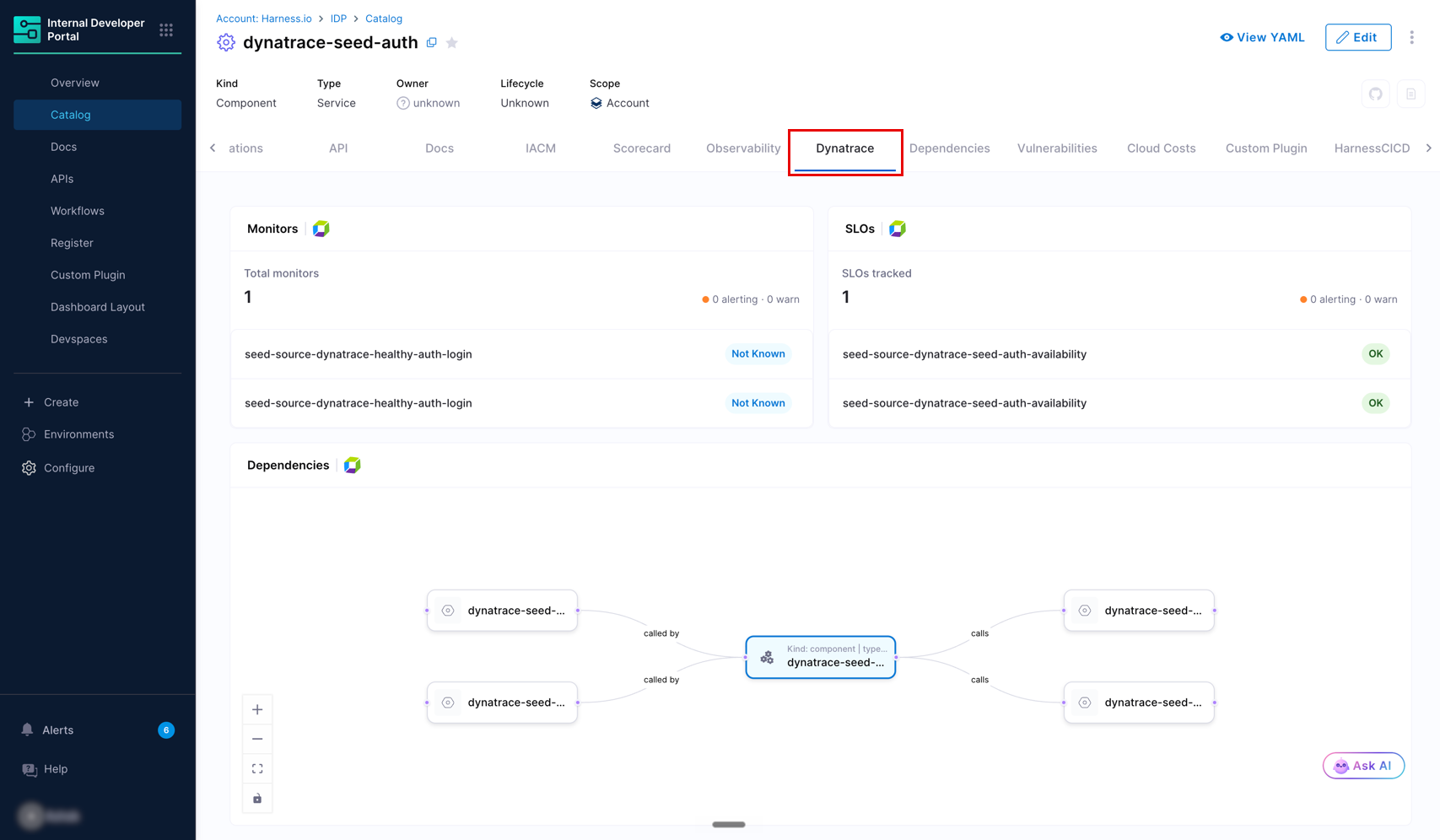 Dynatrace tab showing full resource details