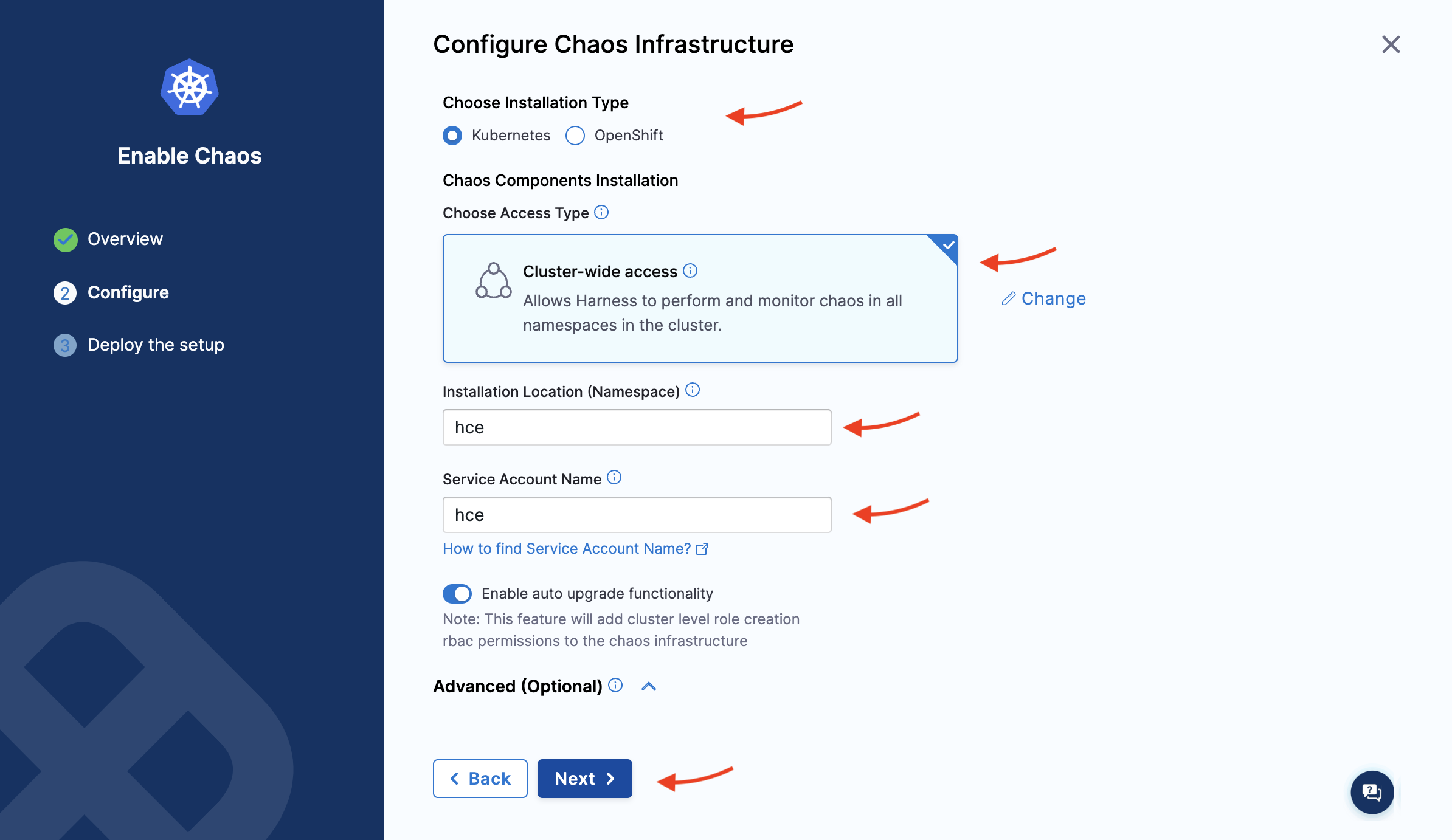 Configure Chaos Infrastructure