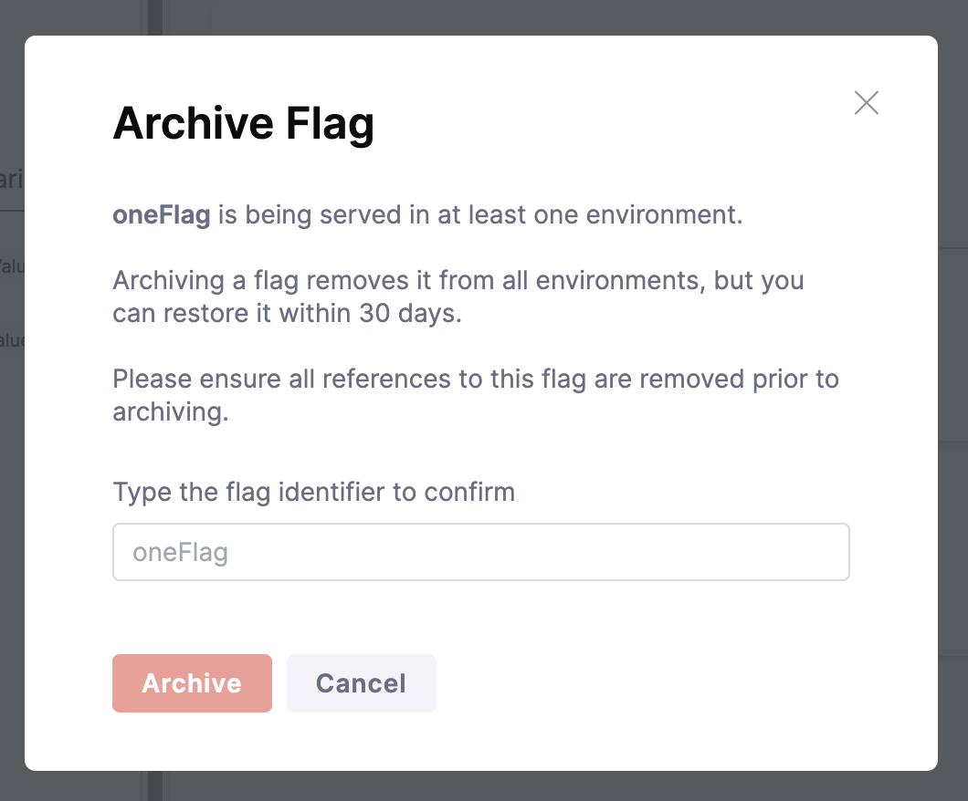 The Archive Warning Message pop-up