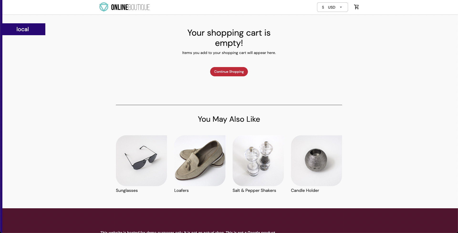 Online Boutique App Cart