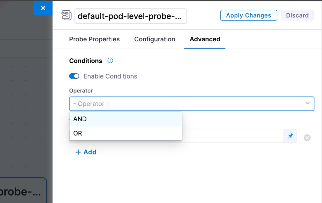 Operator dropdown showing AND and OR