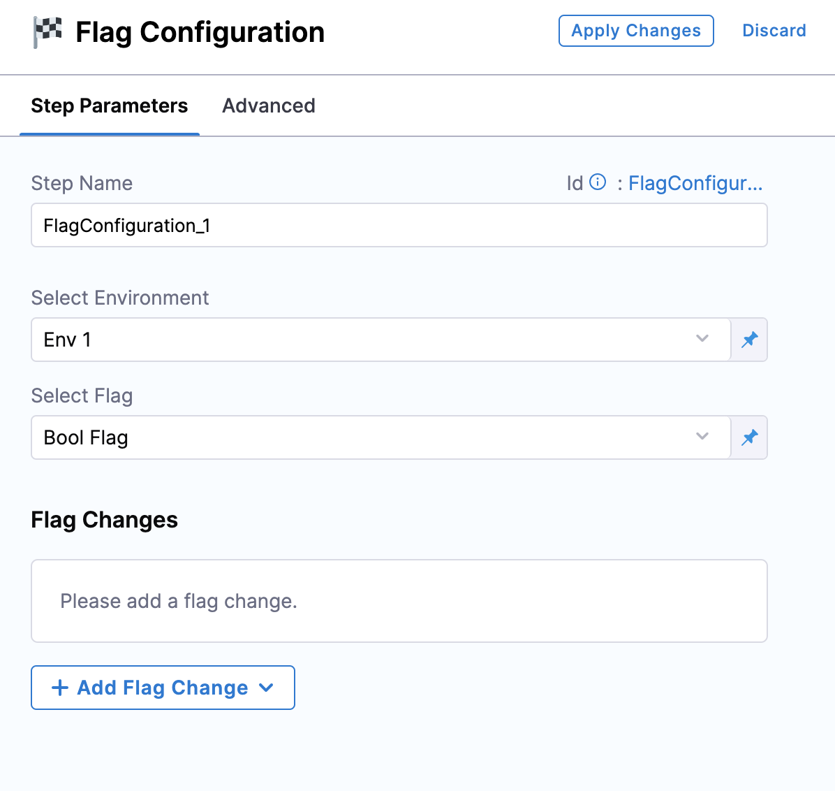 Flag Configuration &gt; Step Parameters screen