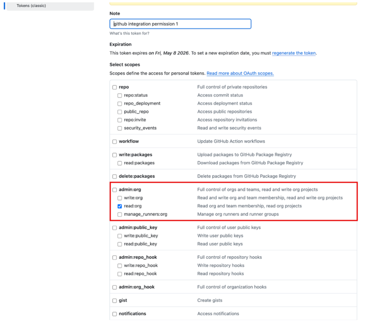 Classic PAT scope selection with read checked