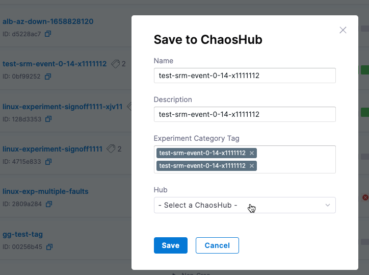 Save to ChaosHub screen