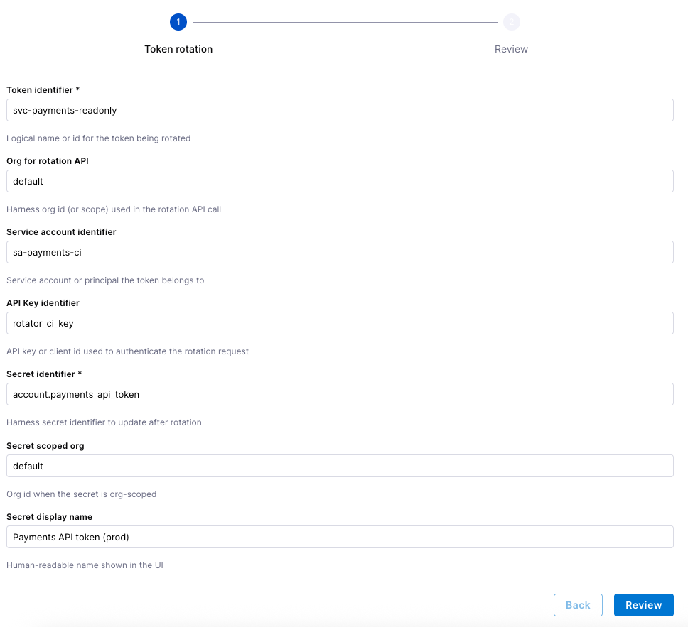 Token rotation - workflow form in IDP