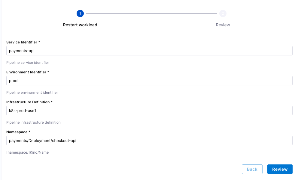 Restart service - workflow form in IDP