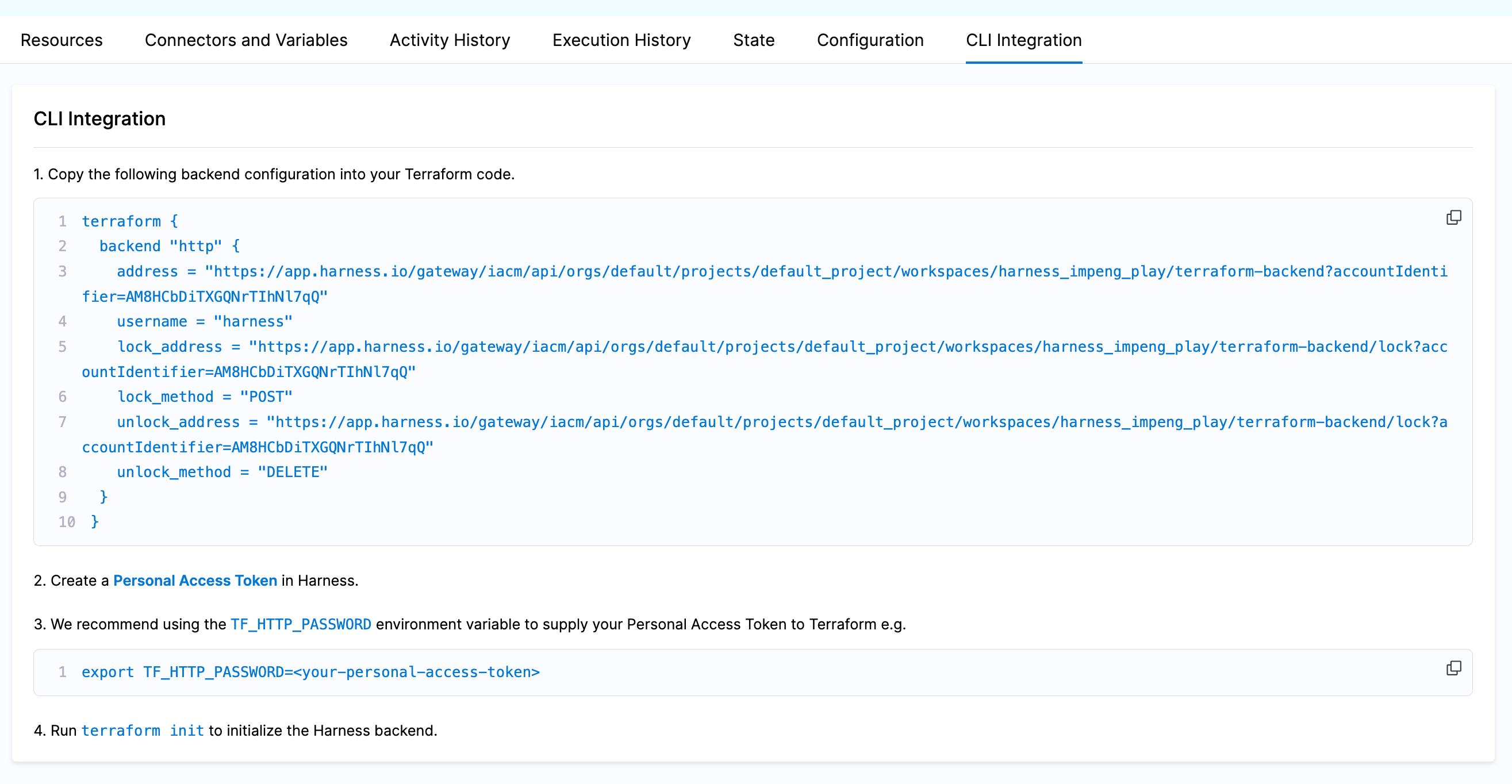 Workspace Local Backend Config
